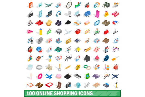 100 Isometric Online Shopping Icons: A Complete Set
