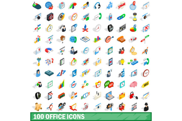 100 Office Icons Set, Isometric 3D Style: A Practical Assessment for Modern Visual Communication
