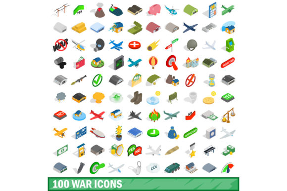 100 War Icons Set, Isometric 3D Style: A Versatile Visual Resource for Modern Projects