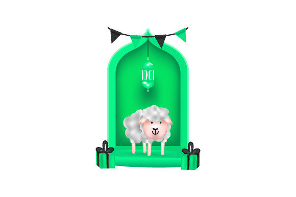 3D Eid Al Adha Decoration Design Vectors