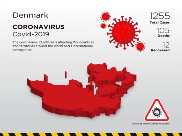 Denmark Affected Country 3D Map for Creative Projects