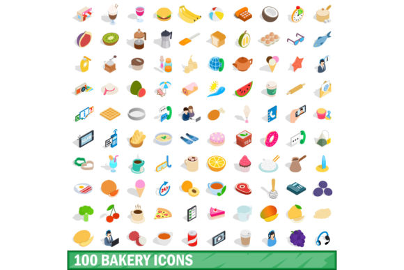 Evaluating a 100 Bakery Icons Set in Isometric 3D Style