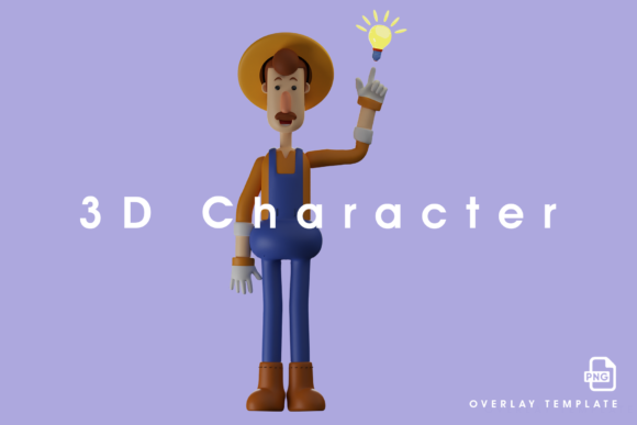 Smart Farmer 3D Cartoon Having Good Idea: A Creative Approach to Modern Farming Solutions