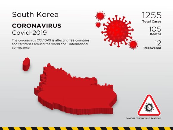 South Korea Affected Country 3D Map