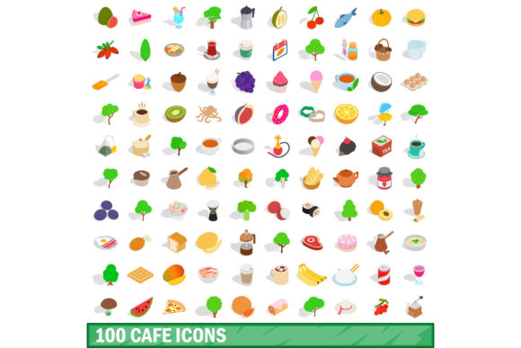 Unlocking Visual Appeal with the 100 Cafe Icons Set, Isometric 3d Style