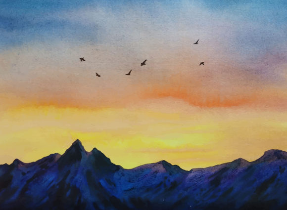 Watercolor Nature and Sky Sunset Reflect: A Palette for Real-World Creativity